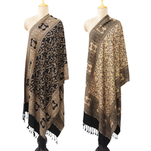 Load image into Gallery viewer, Black Reversible Rectangle Warm Shawl WS20