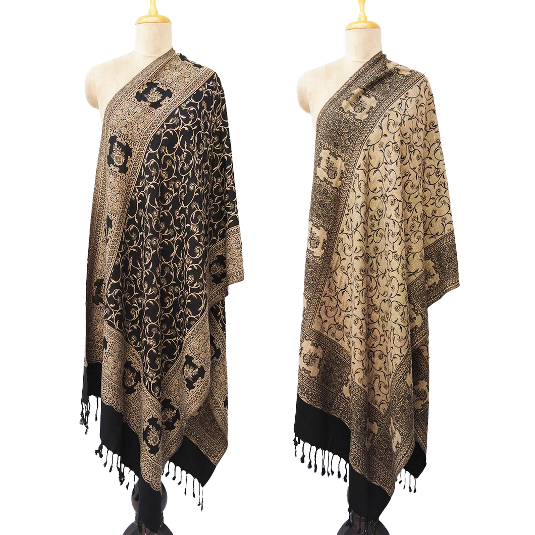 Black Reversible Rectangle Warm Shawl WS20