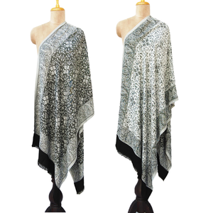 Black Reversible Rectangle Warm Shawl WS21