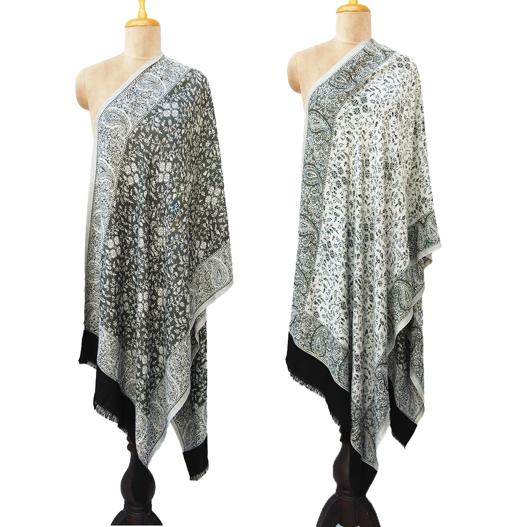 Black Reversible Rectangle Warm Shawl WS21
