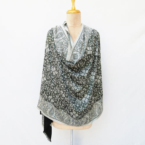 Black Reversible Rectangle Warm Shawl WS21
