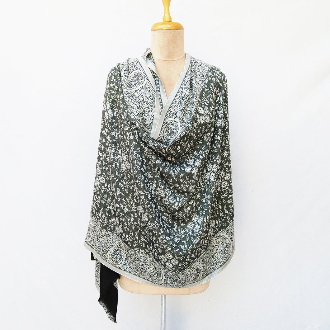 Black Reversible Rectangle Warm Shawl WS21