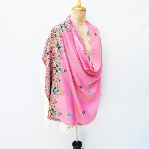 Pink Cutwork Rectangle Warm Shawl WS22