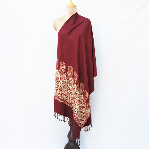 Maroon Cutwork Rectangle Warm Shawl WS23