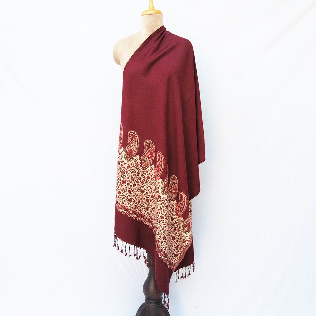 Maroon Cutwork Rectangle Warm Shawl WS23