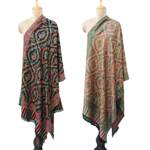 Load image into Gallery viewer, Black Reversible Rectangle Warm Shawl WS24