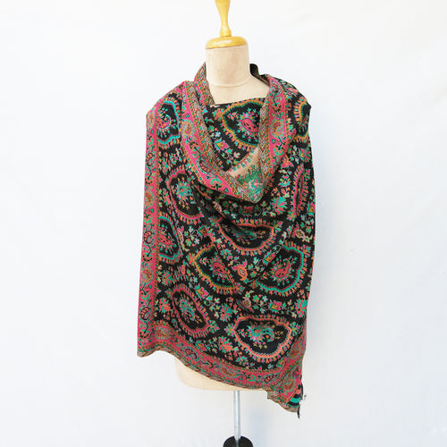 Black Reversible Rectangle Warm Shawl WS24