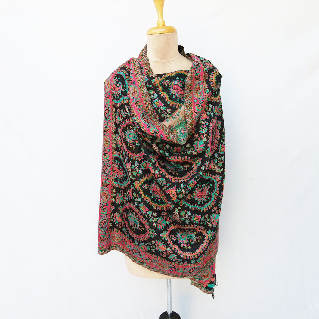 Black Reversible Rectangle Warm Shawl WS24