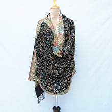 Load image into Gallery viewer, Black Reversible Rectangle Warm Shawl WS26