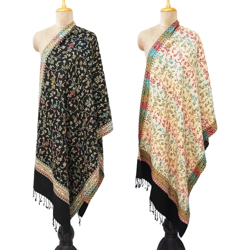 Black Reversible Rectangle Warm Shawl WS26