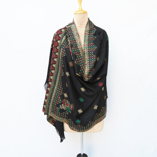 Black Cutwork Rectangle Warm Shawl WS27