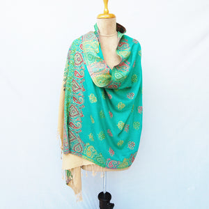 Green Cutwork Rectangle Warm Shawl WS29