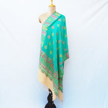 Load image into Gallery viewer, Green Cutwork Rectangle Warm Shawl WS29