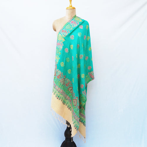 Green Cutwork Rectangle Warm Shawl WS29