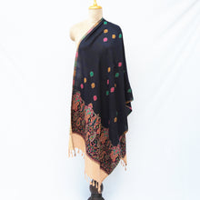 Load image into Gallery viewer, Black Cutwork Rectangle Warm Shawl WS2