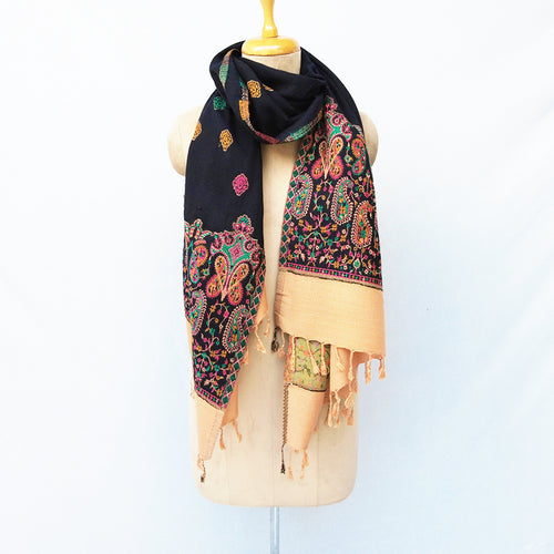 Black Cutwork Rectangle Warm Shawl WS2