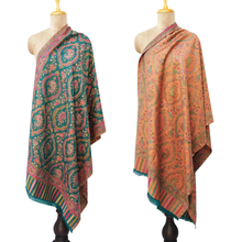 Load image into Gallery viewer, Green Reversible Rectangle Warm Shawl WS30