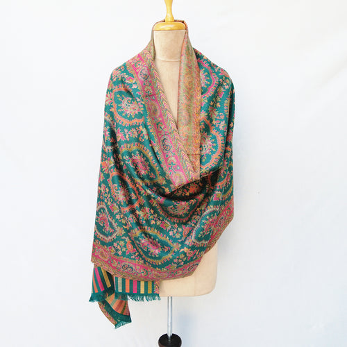Green Reversible Rectangle Warm Shawl WS30