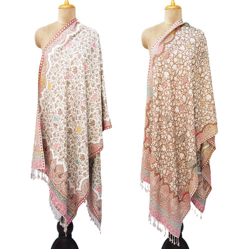 White Reversible Rectangle Warm Shawl WS31