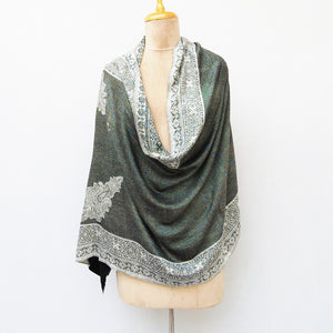 Grey Reversible Rectangle Viscose Shawl WS32
