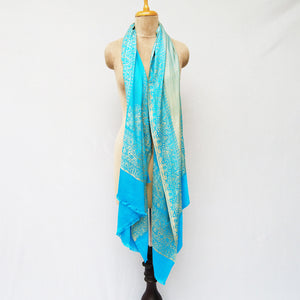 Blue Reversible Rectangle Viscose Shawl WS33
