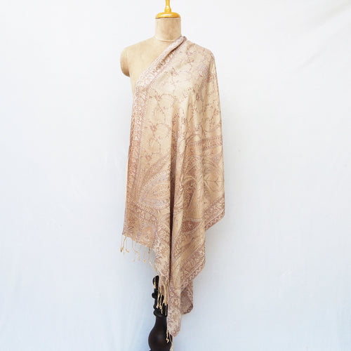 Beige Rectangle Viscose Shawl  WS36