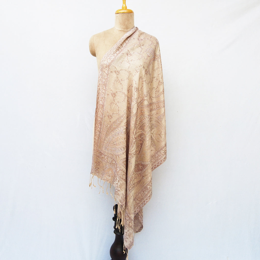 Beige Rectangle Viscose Shawl  WS36