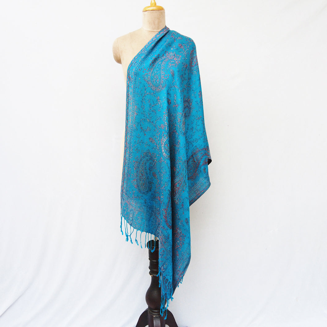 Cobalt Blue Rectangle Viscose Shawl WS37