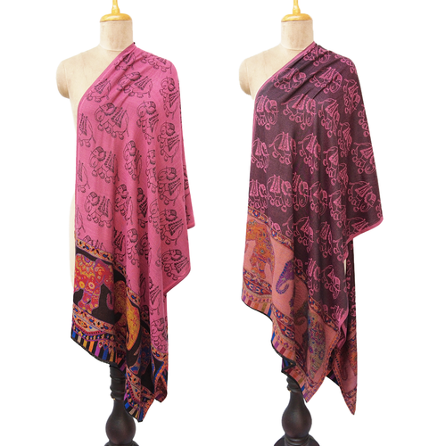 Plum Reversible Rectangle Viscose Shawl WS38