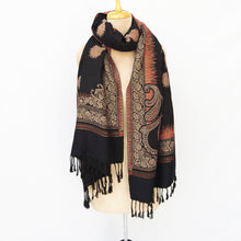 Load image into Gallery viewer, Black Reversible Rectangle Warm Shawl WS3