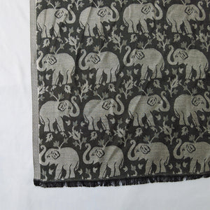 Black Elephant Reversible Rectangle Viscose Shawl WS40