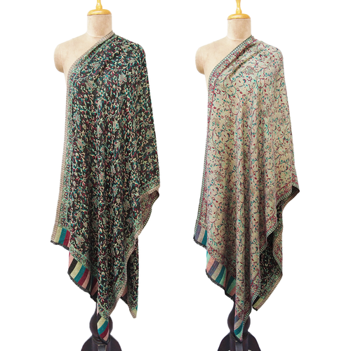 Black Reversible Rectangle Viscose Shawl WS41