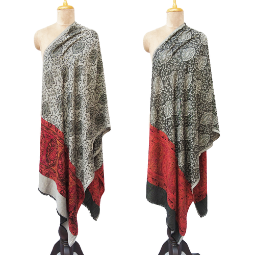 Black Reversible Rectangle Viscose Shawl WS42