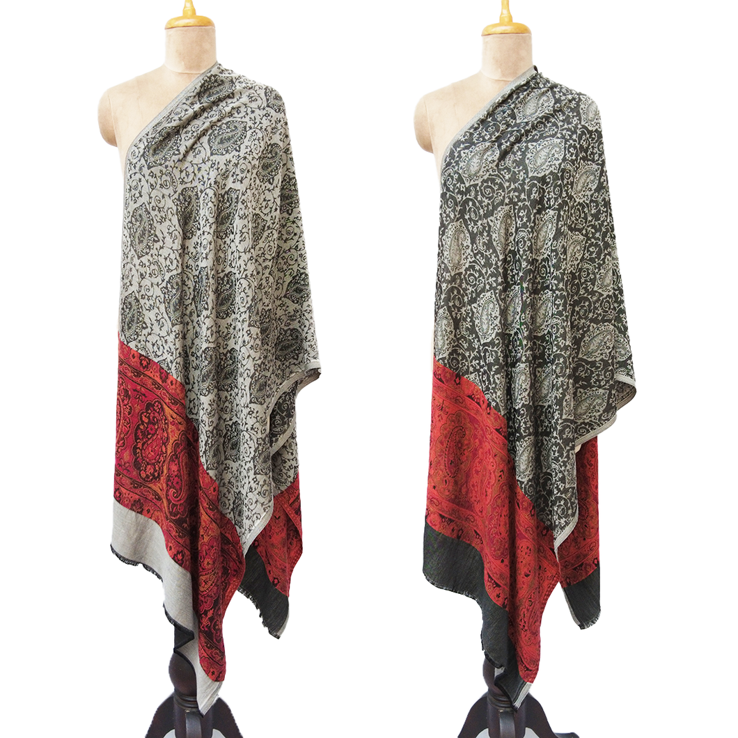 Black Reversible Rectangle Viscose Shawl WS42