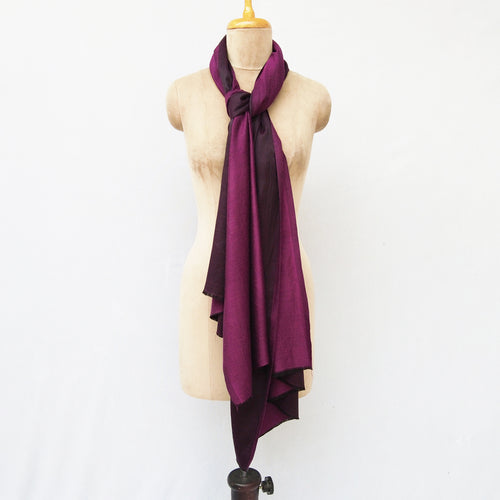 Wine Reversible Rectangle Viscose Shawl WS43
