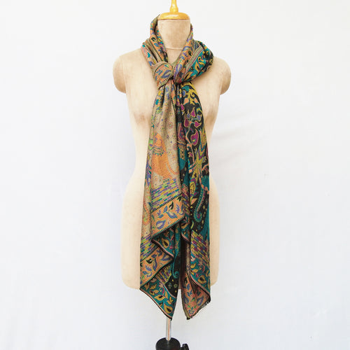 Tree of Life Reversible Rectangle Viscose Shawl WS44