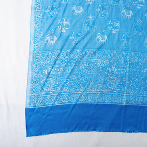 Blue Rectangle Viscose Shawl WS45