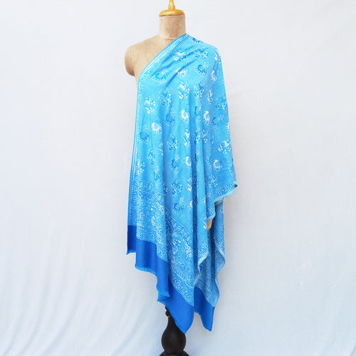 Blue Rectangle Viscose Shawl WS45