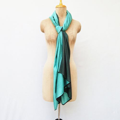 Aqua Reversible Rectangle Viscose Shawl WS49
