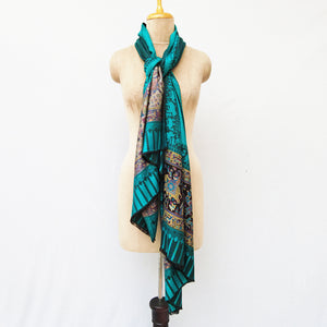 Teal Reversible Rectangle Viscose Shawl WS52