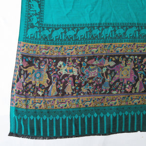 Teal Reversible Rectangle Viscose Shawl WS52