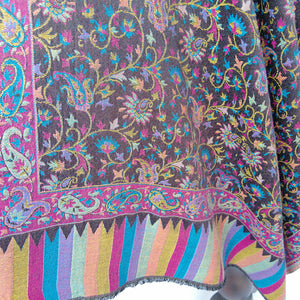 Black Reversible Rectangle Viscose Shawl WS54