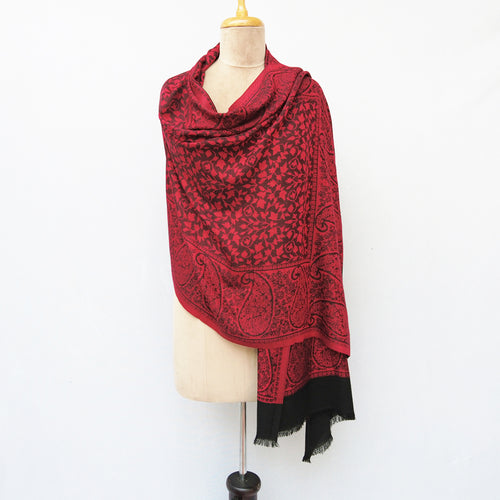Red Rectangle Viscose Shawl WS57