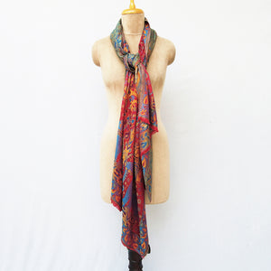 Red Reversible Rectangle Viscose Shawl WS58