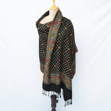 Load image into Gallery viewer, Black Reversible Rectangle Warm Shawl WS6