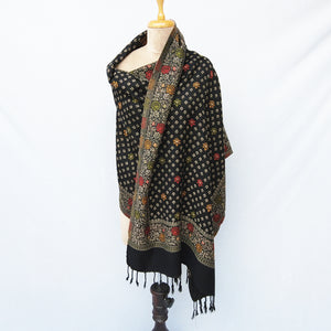 Black Reversible Rectangle Warm Shawl WS6