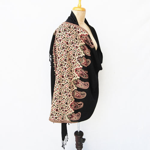 Black Cutwork Rectangle Warm Shawl WS7