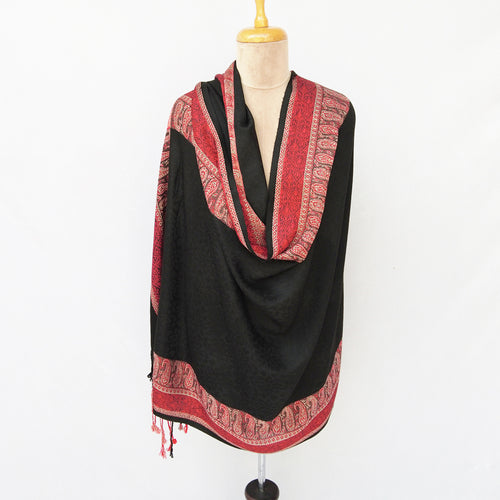 Black Rectangle Viscose Shawl WS9