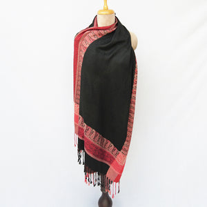 Black Rectangle Viscose Shawl WS9