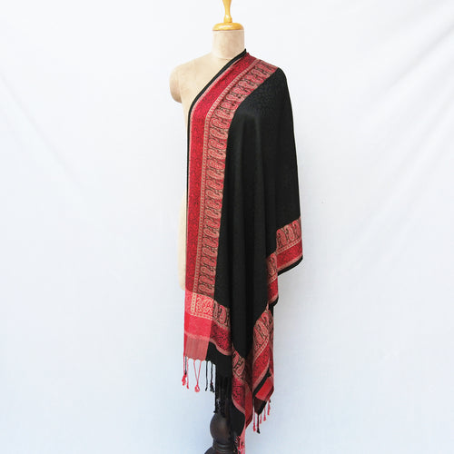 Black Rectangle Viscose Shawl WS9